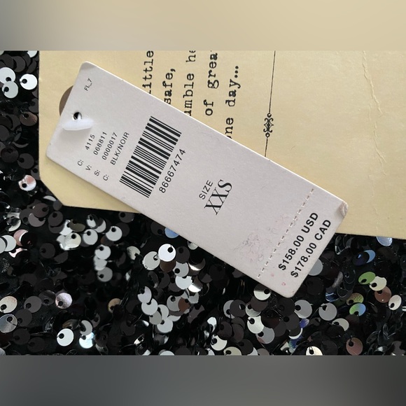 By Anthropologie Sequin Jacket size XXS new nwt black color - Picture 7 of 8